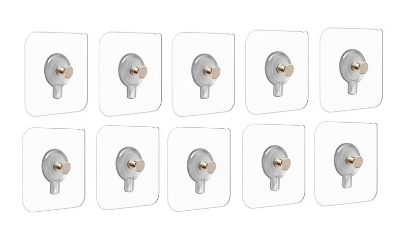 Rylan Self Adhesive 6mm Nail Wall Hook for Hanging Photo Frame, Wall Clock, Heavy Duty Transparent Hook, Wall Hanging Self Adhesive Wall Nail (10 pcs) - Image 2