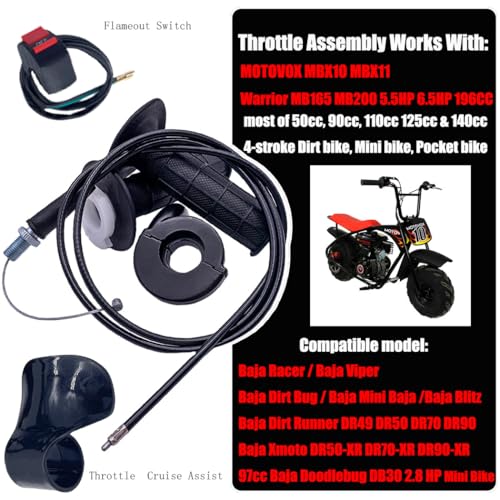 Aniro Moto Auto-Moto Twist Throttle Cable Housing Grips Set for Mini Bike Pit Bike Dirt Bike MOTOVOX MBX10 MBX11 and Warrior MB165 MB200 5.5HP 6.5HP196cc - Image 2