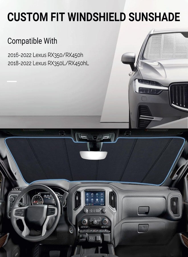 Pigenius Windshield Sun Shade for 2016-2022 Lexus RX350/RX450h, 2018-2022 RX350L/RX450hL. 2024 Upgrade Reflective Aluminum Film Front Window Sunshade for Maximum Interior Protection - Image 2