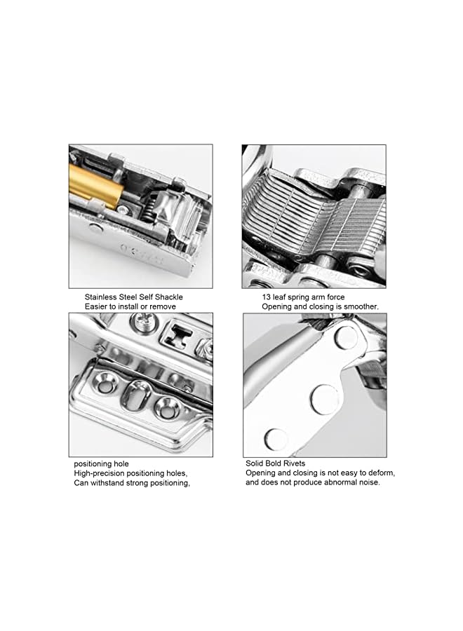 PROMASS promass Kitchen Soft Close Cabinet Hinges, 6 Pcs Silent Hydraulic Slow Door Hinge Kitchen Units Door Hinges Hardware Accessories for Cabinets, Wardrobes and Bookcases, Silver - Image 5