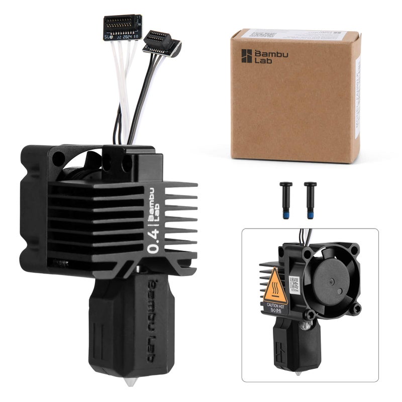 ENOMAKER Bamboo Lab P1P, P1S Hotend Complete Kit for P1 Series 3D Printer, Full Assembly Hardened Steel Hot End with Fan, Thermistor, Ceramic Heater, 0.4mm Nozzle, and Extruder Heating Block Replacement - Image 1
