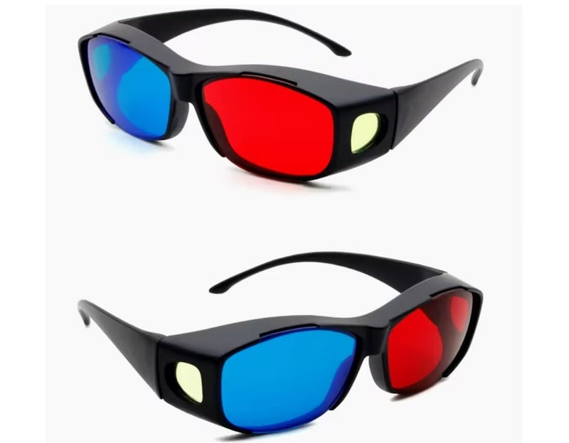 Jambar JD-06-02 Nvedia Red & Anaglyph/Cyan 3D Plastic Frame Glasses (2 Pcs.Pack) for 3D Movie/Books/Magazine - Image 1