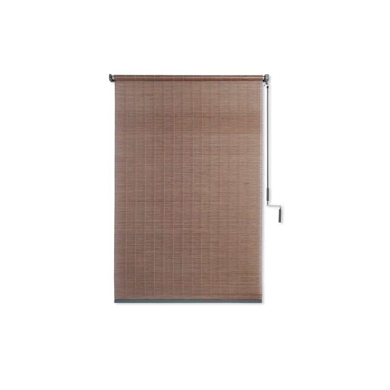 Coolaroo Wand Operated Outdoor Roller Shade â€“ Cordless Sun Blocking Window Blind for Patio, Deck, or Sunroom â€“ Fade Resistant, Smooth Wand Operation, Kid-Safe, Hardware Included, 4' x 6', Teak - Image 1