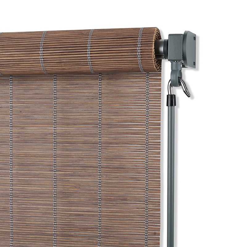 Coolaroo Wand Operated Outdoor Roller Shade â€“ Cordless Sun Blocking Window Blind for Patio, Deck, or Sunroom â€“ Fade Resistant, Smooth Wand Operation, Kid-Safe, Hardware Included, 4' x 6', Teak - Image 4