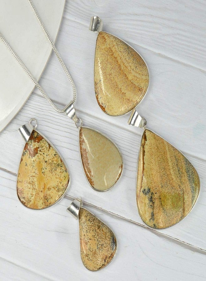 Crystu AAA Picture Jasper Pendant Drop Shape Crystal Stone Locket - Pendant with Metal Chain for Reiki Healing and Crystal Healing Gemstone for Unisex (Color : Multi) - Image 4