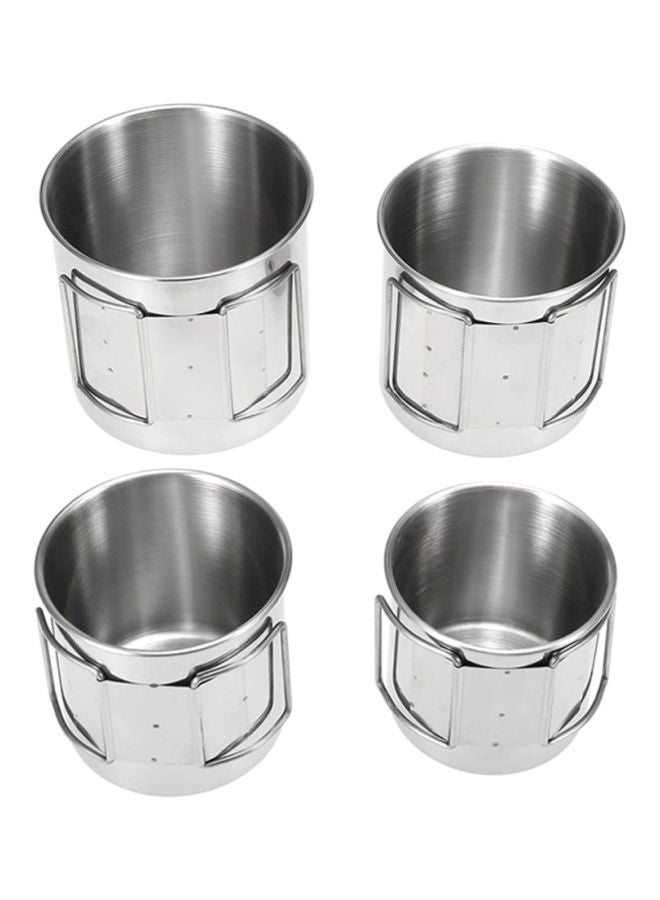 ليكسادا طقم أكواب من الستانلس ستيل من 4 قطع مناسبة للتخييم Small Cup 3, Medium Cup 3.3, Large Cup 3.7, Extra Large 4بوصة - Image 3
