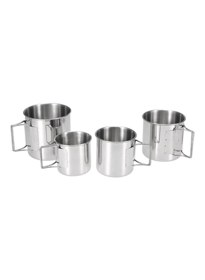 ليكسادا طقم أكواب من الستانلس ستيل من 4 قطع مناسبة للتخييم Small Cup 3, Medium Cup 3.3, Large Cup 3.7, Extra Large 4بوصة - Image 2