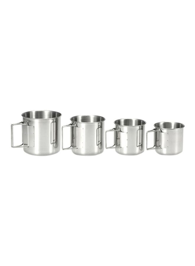 ليكسادا طقم أكواب من الستانلس ستيل من 4 قطع مناسبة للتخييم Small Cup 3, Medium Cup 3.3, Large Cup 3.7, Extra Large 4بوصة - Image 1