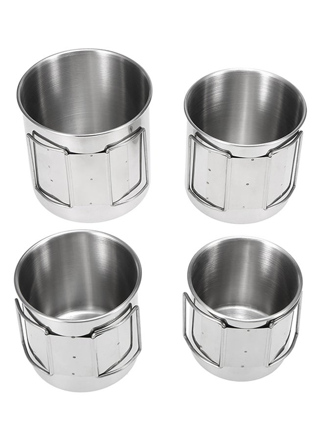 ليكسادا طقم أكواب من الستانلس ستيل من 4 قطع مناسبة للتخييم Small Cup 3, Medium Cup 3.3, Large Cup 3.7, Extra Large 4بوصة - Image 5