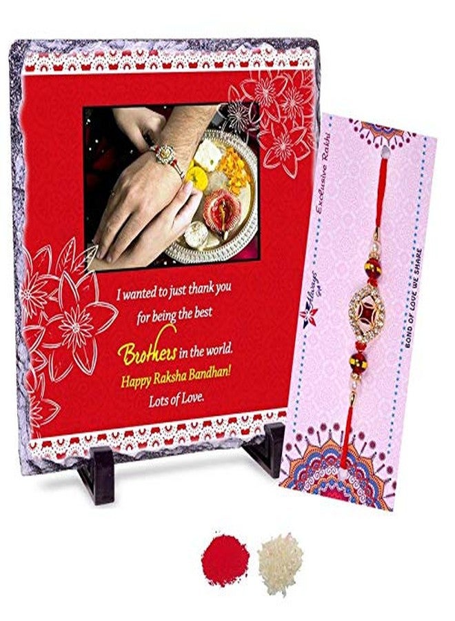 Alwaysgift Designer RED GEM Rakhi Happy Raksha Bandhan Rock Tile - Image 1