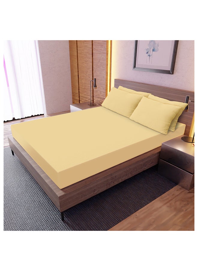White Rose - SolidColored 6 Pieces Double Size Bedsheet Set 128 Thread Count Premium QualityCotton BlendedSoft and Comfortable Camel Color 2 Double Bed Flat Sheet 229 x 254 cm and 4 Pillow case 51 x 76 cm - Image 1