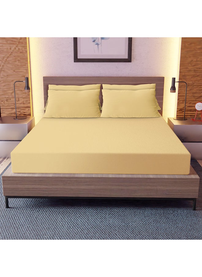 White Rose - SolidColored 6 Pieces Double Size Bedsheet Set 128 Thread Count Premium QualityCotton BlendedSoft and Comfortable Camel Color 2 Double Bed Flat Sheet 229 x 254 cm and 4 Pillow case 51 x 76 cm - Image 1