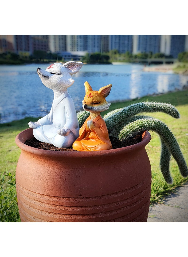 Generic - Mini Zen White Fox Succulent Pot Decor White Fox - Image 1