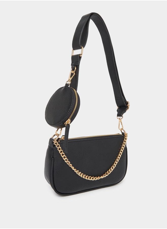 Styli Styli Crossbody Bag with Adjustable Strap and Chain Detail  - Image 1