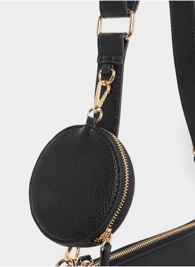 Styli Styli Crossbody Bag with Adjustable Strap and Chain Detail  - Image 3
