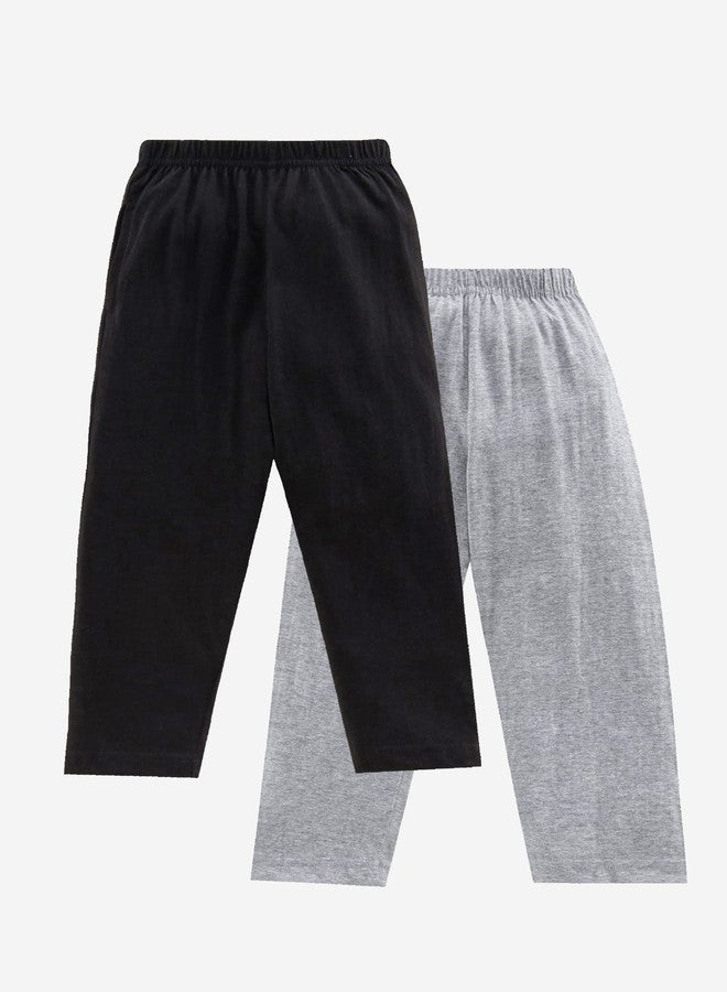 KiddoPanti Boys Solid Pyjama Pant Pack of 2, Bleach Melange & Black, 12-14Y - Image 2