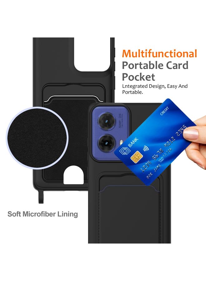 S-TOP Case For Motorola Moto G85 / S50 Neo Integrated Card Bag Solid Color Liquid Silicone Phone Case with Lanyard - Image 4