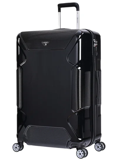 إيمينينت Hard Case Travel Bag Large Luggage Trolley Polycarbonate Lightweight Suitcase 4 Quiet Double Spinner Wheels With Tsa Lock KJ84 Black