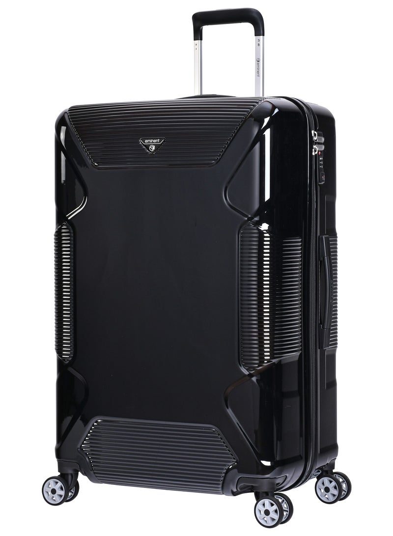 إيمينينت حقيبة سفر صلبة كبيرة بعجلات دوارة مزدوجة وهيكل من البولي كربونات خفيف الوزن مع قفل  أسود - Image 1