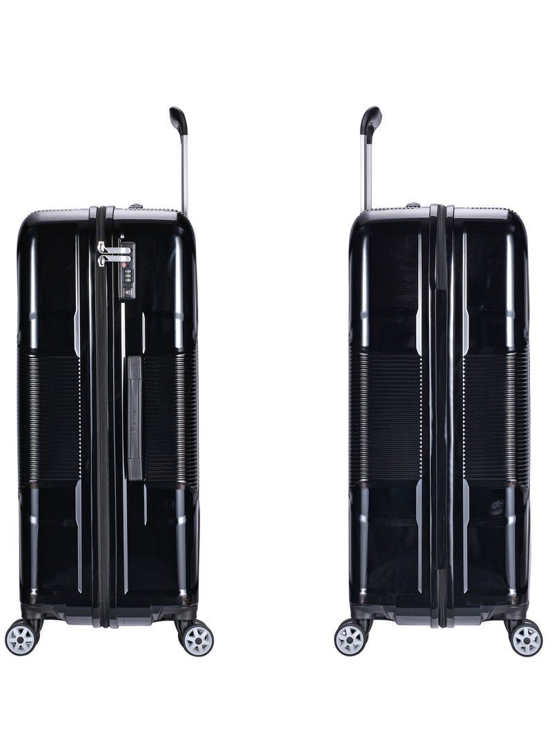 إيمينينت حقيبة سفر صلبة كبيرة بعجلات دوارة مزدوجة وهيكل من البولي كربونات خفيف الوزن مع قفل  أسود - Image 3