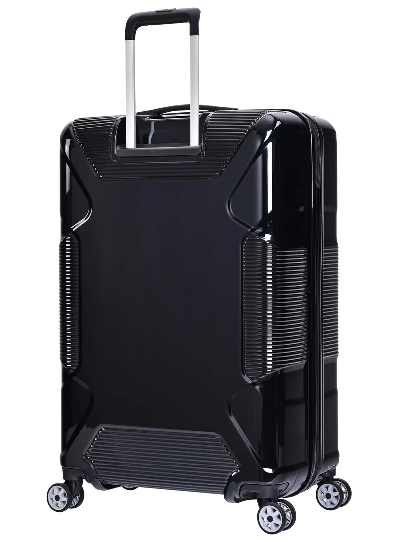 eminent hard case travel bag large luggage trolley polycarbonate lightweight suitcase 4 quiet double spinner wheels with tsa lock kj84 black