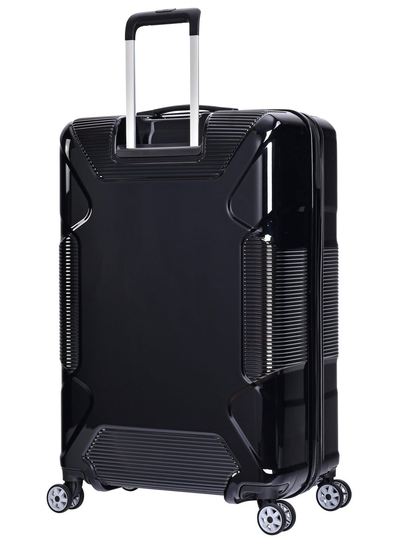 eminent hard case travel bag large luggage trolley polycarbonate lightweight suitcase 4 quiet double spinner wheels with tsa lock kj84 black - Image 2