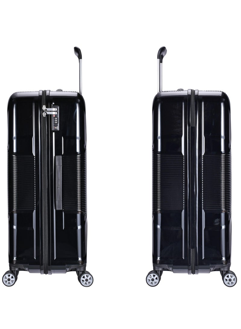 eminent hard case travel bag large luggage trolley polycarbonate lightweight suitcase 4 quiet double spinner wheels with tsa lock kj84 black - Image 3