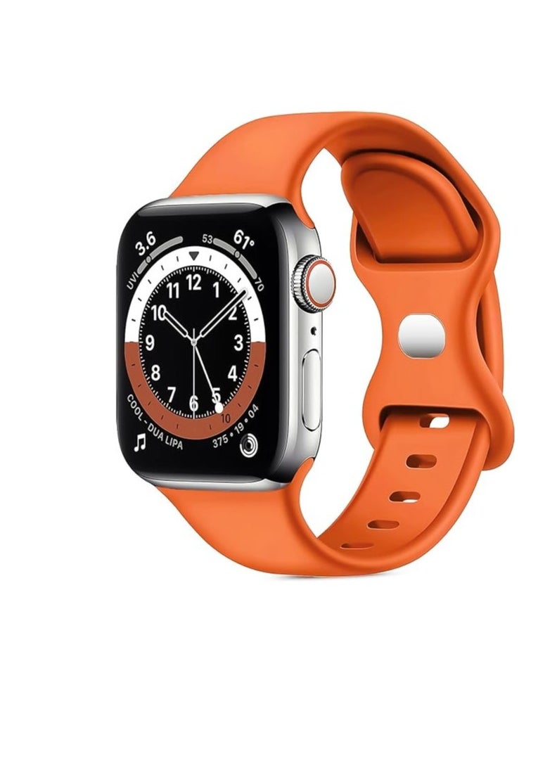 Generic - Bands Compatible with Apple Watch Ultra 49mm 45mm 44mm 42mm Replacement Soft Silicone Strap for iWatch Ultra/Ultra 2 Series 9/8/7/6/5/4/3/2/1 SE Orange - Image 1