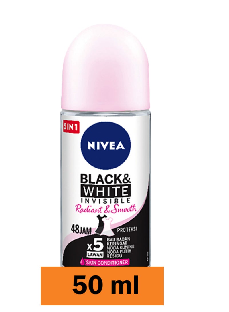 NIVEA B&W INVISIBLE(RADIANT&SMOOTH)DEO ROLL 50ML
