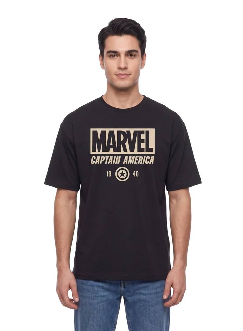 مارفل Marvel Captain America First Avenger Men’s Graphic T-Shirt | Steve Rogers Back Print Casual Crew Neck Cotton Tee