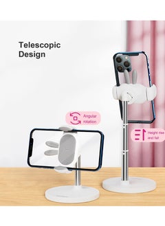 Generic Cell Phone Stand, Cute Bunny Phone Stand, Angle Height Adjustable Cell Phone Stand for Desk, Height Angle Adjustable Phone Holder, Compatible with iPhone, iPad, All Phones (White)  - Image 2