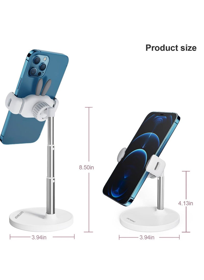 Generic - Cell Phone Stand, Cute Bunny Phone Stand, Angle Height Adjustable Cell Phone Stand for Desk, Height Angle Adjustable Phone Holder, Compatible with iPhone, iPad, All Phones (White) - Image 1
