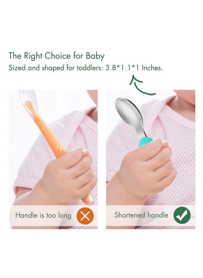 YIVEKO Baby Fork and Spoon Set with Carry Case Baby Training Utensils Self Feeding Toddler Silverware Silicone and Stainless Steel Kids and Toddler Utensil Set-Dinosaur - Image 2