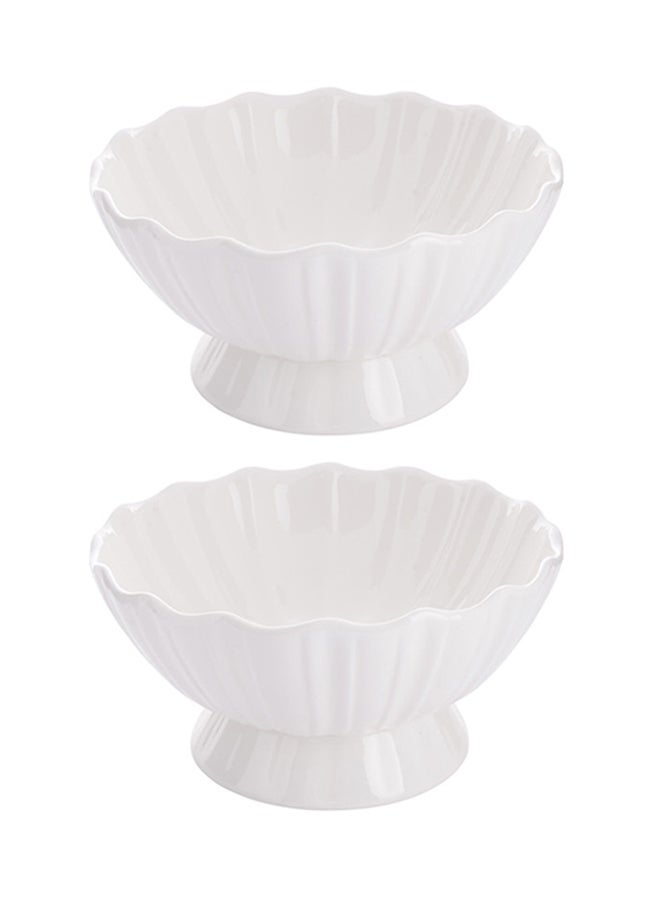 Porcelain Fruit Bowls 2-Piece Set Round White 8.75 Inch Kitchen Dining Tableware for Daily Use Home and Outdoor