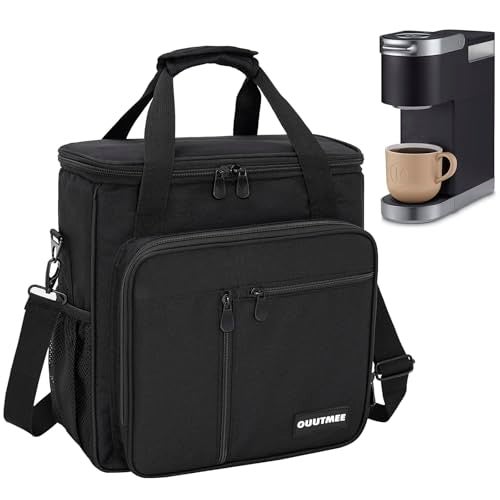 OUUTMEE Coffee Maker Carrying Bag Compatible with Keurig K-Mini or K-Mini Plus, Single Serve Coffee Brewer Portable Storage Bag with Extra Pockets, Storage Tote Case With Shoulder Strap - Image 1