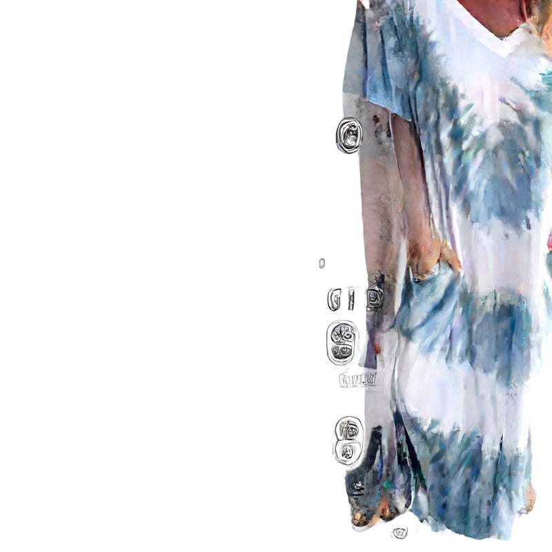 Women's Casual Loose Short Sleeve V-Neck Split Tie-Dye Maxi Dress - Image 5