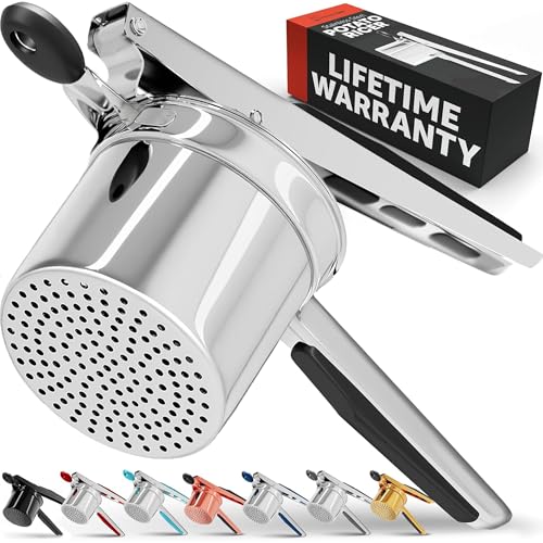 PriorityChef Large 15oz Potato Ricer Heavy Duty Stainless Steel Potato Masher and Ricer Kitchen Tool Press and Mash Kitchen Gadget For Perfect Mashed Potatoes Everytime