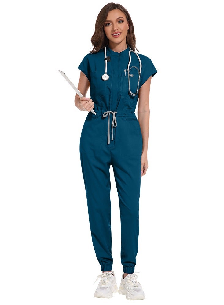 KUYING New Jumpsuit Set With Stand Up Collar And Fashionable Medical Workwear Zipper Design  - Image 3