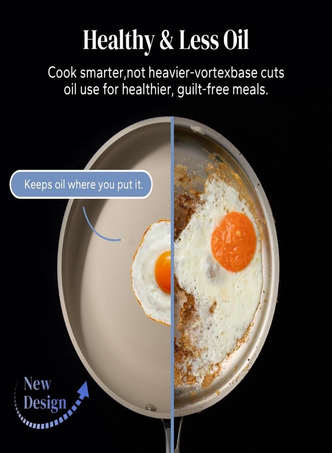 Redchef مقلاة ريدشيف غير لاصقة من السيراميك، طقم من 4 قطع، مقلاة عميقة من السيراميك مع غطاء، مقاسات 8 و9.5 و11 بوصة، مناسبة لقلي البيض، مناسبة لجميع أنواع المواقد، خالية من مركبات PFAS وPTFE وPFOA، آمنة للاستخدام في غسالة الصحون والفرن، لون أزرق - Image 2