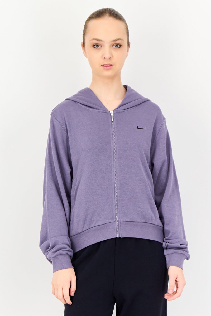 Nike هودي خارجي فضفاض بأكمام طويلة للنساء، بنفسجي - Image 1