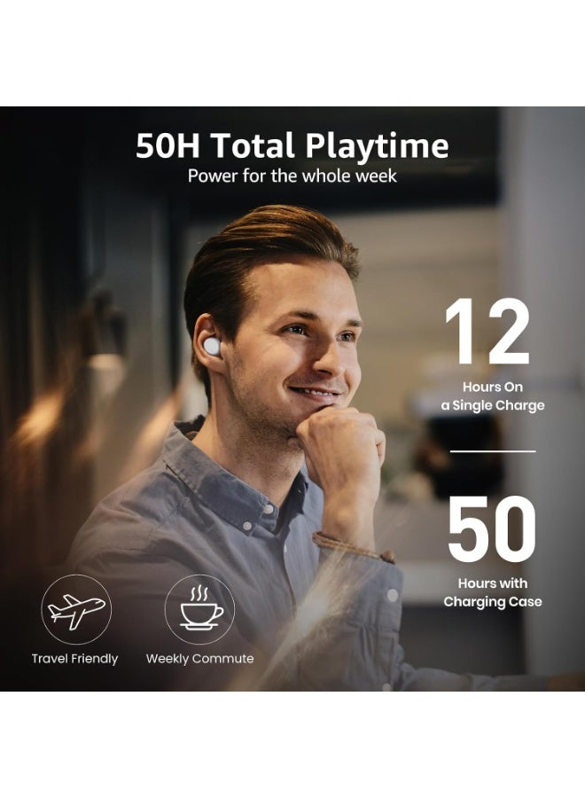 توزو سماعات أذن لاسلكية TOZO T6 – سماعات بلوتوث ميني بتصميم مريح، عمر بطارية 50 ساعة، مقاومة للماء بمعيار IPX8، وتخصيص الصوت عبر التطبيق – مثالية للرياضة والتمارين - Image 3