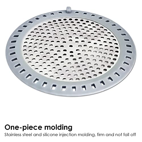 Seatery 2PCS Shower Drain Hair Catcher, Shower Drain Strainer, Stainless Steel with Silicone Edging, 4.75 Inch Diameter - Image 5
