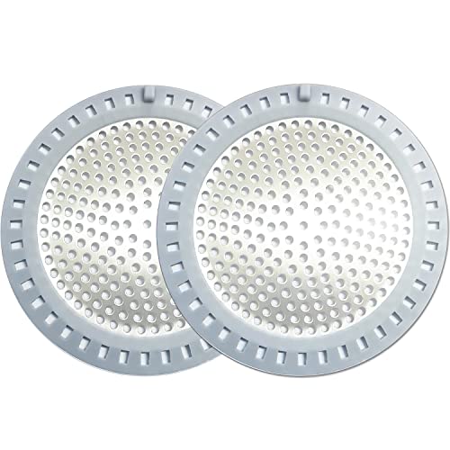 Seatery 2PCS Shower Drain Hair Catcher, Shower Drain Strainer, Stainless Steel with Silicone Edging, 4.75 Inch Diameter - Image 1