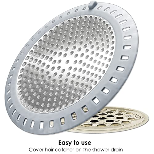 Seatery 2PCS Shower Drain Hair Catcher, Shower Drain Strainer, Stainless Steel with Silicone Edging, 4.75 Inch Diameter - Image 4