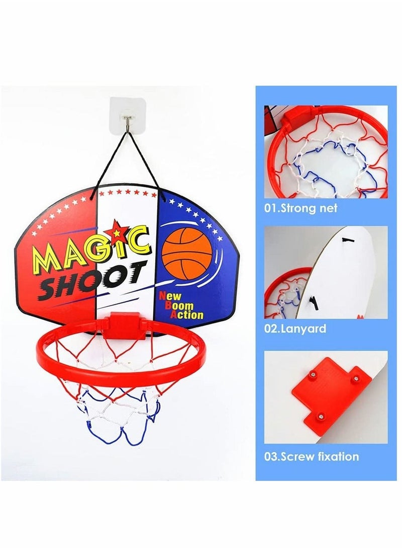 Indoor Mini Basketball Hoop Set Children's Toys Basketball Board Parent Child Sports Indoor Basketball for Door and Wall Mount with Complete Accessories Basketball Toy Gifts  - Image 1