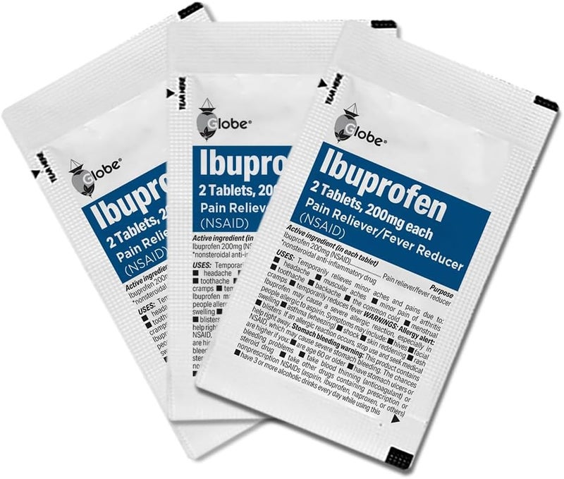 Globe Ibuprofen Tablets 200 mg Pain Reliever and Fever Reducer for Headache Muscular Aches Arthritis Backache and More 50 Packets of 2 Tablets Each100 Tablets - Image 4