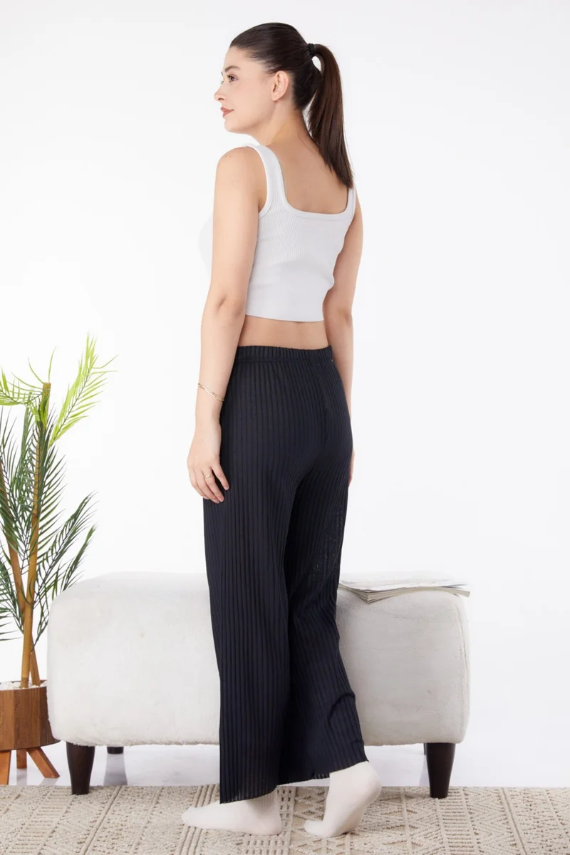 Tofisa Plain Mid Women's Black Pajama Bottom - 25292