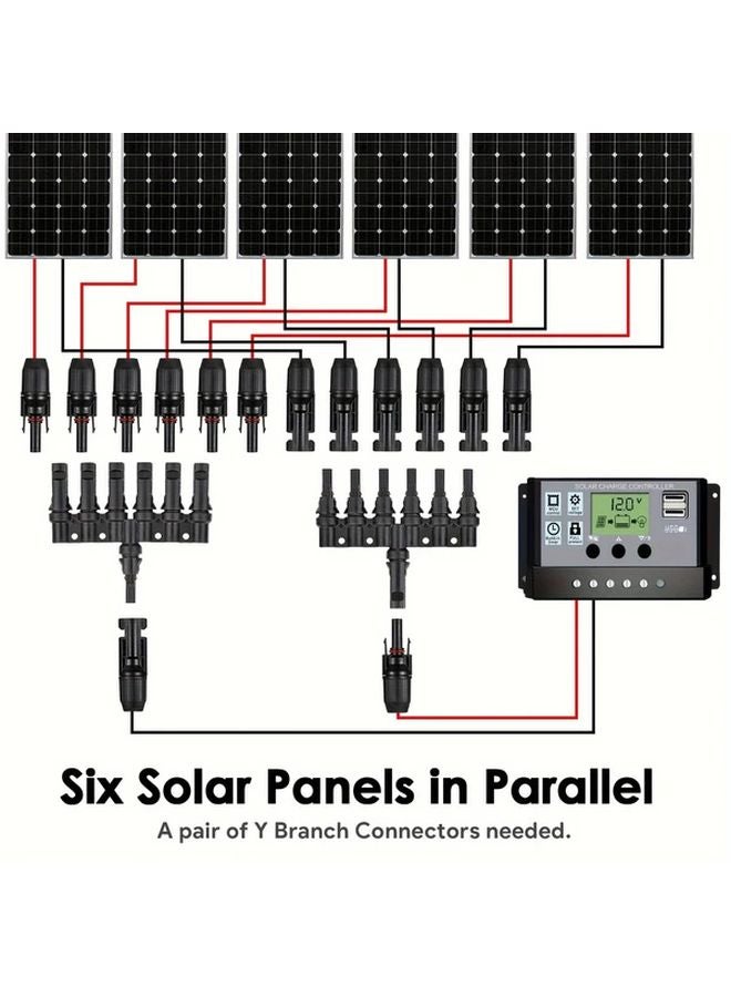 1 زوج من موصلات الفرع الشمسي الأسود 1 ذكر إلى 6 إناث و 1 أنثى إلى 5 ذكر للتوصيل المتوازي - Image 5