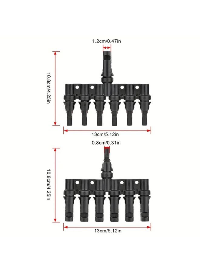 1 زوج من موصلات الفرع الشمسي الأسود 1 ذكر إلى 6 إناث و 1 أنثى إلى 5 ذكر للتوصيل المتوازي - Image 3