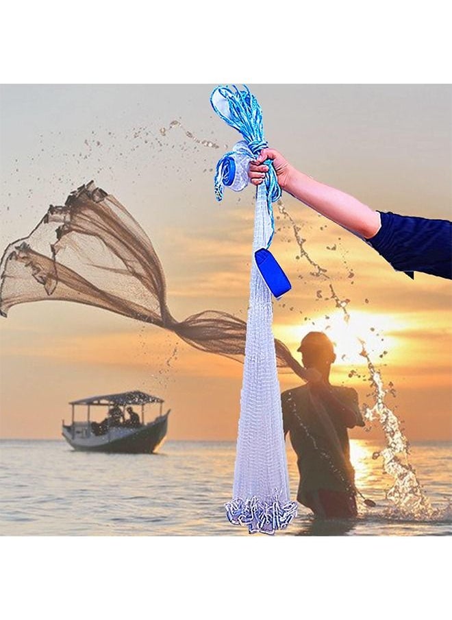 Arabest Fishing Net Nylon Monofilament American Style Cast Net Outdoor Hand Throw Fishing Mesh with Heavy Duty Weights for Bait Trap Fish  - Image 1